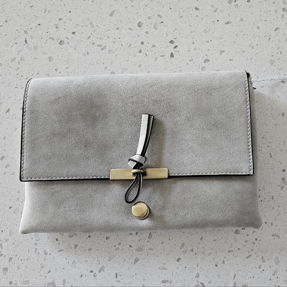 New Gray Vegan Leather Francesca's Crossbody Bag - Picture 2 of 8